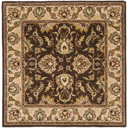Safavieh 6 x 6 ft. Square- Traditional Heritage Brown And Ivory Hand Tufted Rug HG912A-6SQ
